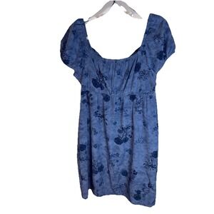 Pink Republic Above Knee  Blue Patterned Dress Women's SIZE‎ L